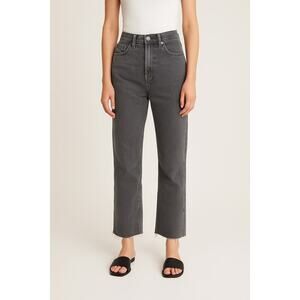 AllSaints Mazzy Jean Gray Denim Straight Leg Frayed Hem Women’s Size 27